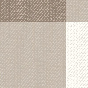 Twill Textured Gingham Check Plaid (6" squares) - Morel Khaki Brown and Panna Cotta Cream (TBS197)