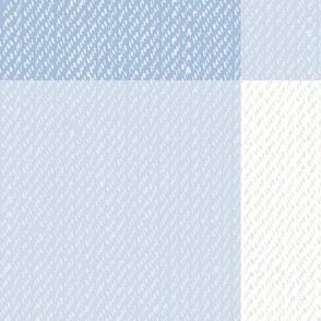 Twill Textured Gingham Check Plaid (6" squares) - Sky Blue and Neutral White  (TBS197)