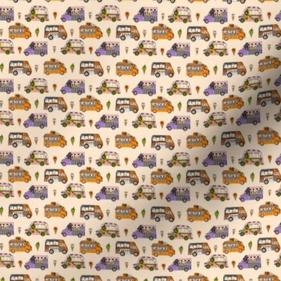 MICRO Halloween Ice Cream Van fabric - spooky cute design girls cream 2in