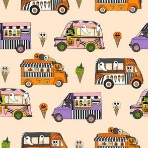 SMALL Halloween Ice Cream Van fabric - spooky cute design girls cream 6in