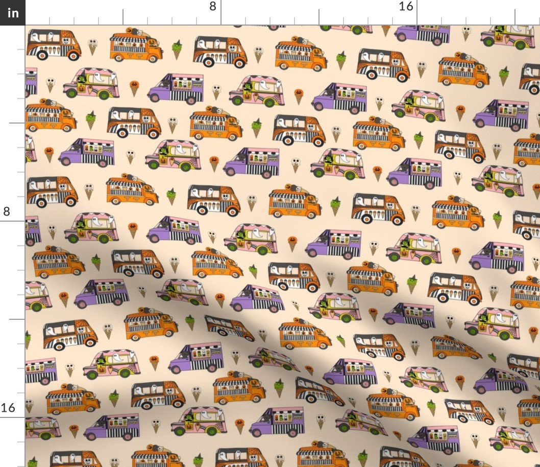 SMALL Halloween Ice Cream Van fabric - spooky cute design girls cream 6in