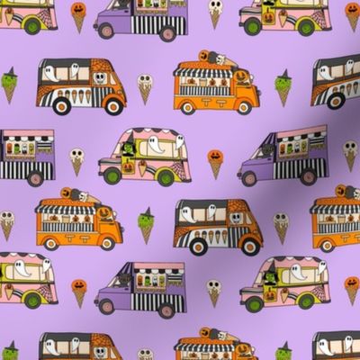 SMALL Halloween Ice Cream Van fabric - spooky cute design girls pastel 6in