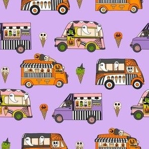 SMALL Halloween Ice Cream Van fabric - spooky cute design girls pastel 6in