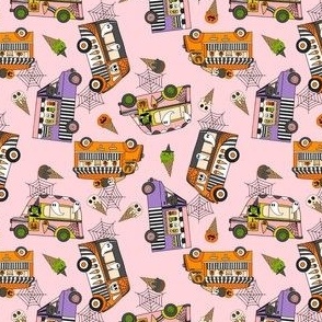 MINI Halloween Ice Cream Van fabric - spooky cute design girls pink 4in
