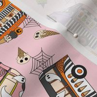 MEDIUM Halloween Ice Cream Van fabric - spooky cute design girls pink 8in