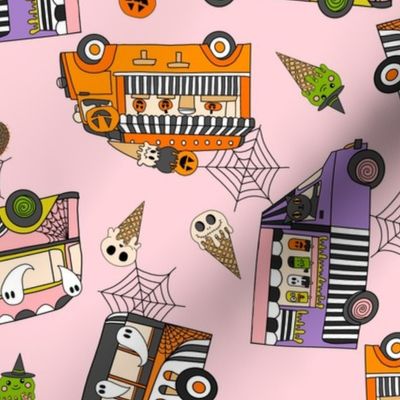 XLARGE Halloween Ice Cream Van fabric - spooky cute design girls pink 12in
