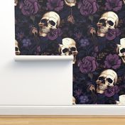 purple floral skull