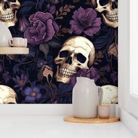 purple floral skull