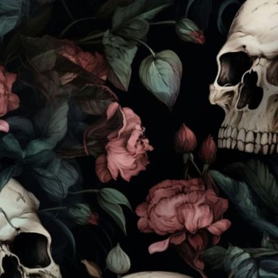 dusty pink floral skull