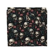 dusty pink floral skull