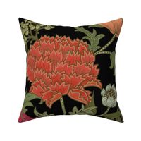 Large Brighter Romantic Garden Cray Saturated Bright William Morris black with gray flowers