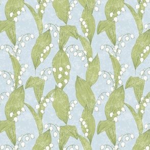 Lily of the Valley Stripe on Blue Medium