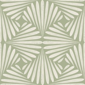 scallop fans ogee _ creamy white_ light sage green _ art deco spring geometric