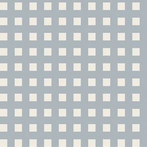small check _ creamy white_ french grey blue _ micro square geometric