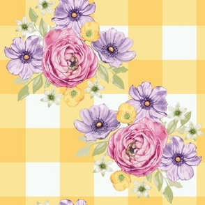 French Country Gingham Golden Buttercup 12 x 12