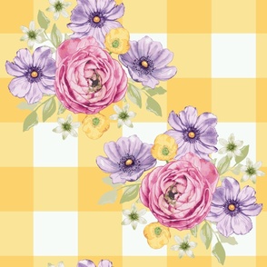 French Country Gingham Golden Buttercup 24 x 24
