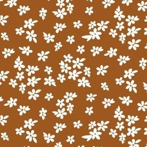 Flora in Chestnut (4x4) | Neutral Floral | Brown Ditsy Floral | Fall Floral