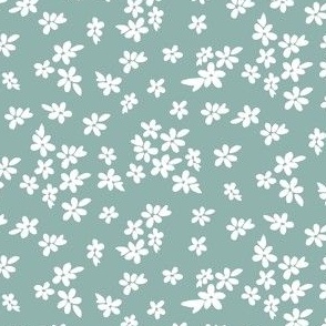 Flora in Light Blue (4x4) | Simple Blue Floral | Ditsy Floral