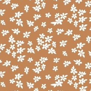 Flora in Tan (4x4) | Simple Tan Floral | Neutral Floral | Ditsy Floral