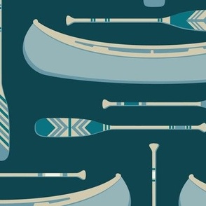 Canoes and Paddles | Ocean Blue | Coastal and Lake | Large Scale
