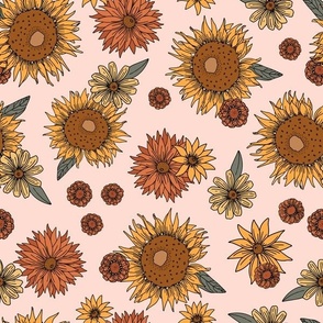 Michelle Large (12x12)  Fall Florals with Sunflowers, Zinnias, and Rudbeckias