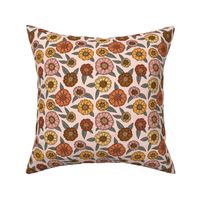 Stevie (7x7) | Fall Floral Pattern with Yellow, Pink and Burnt Orange Zinnias