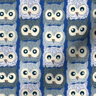 Owls Cobalt Blue Background