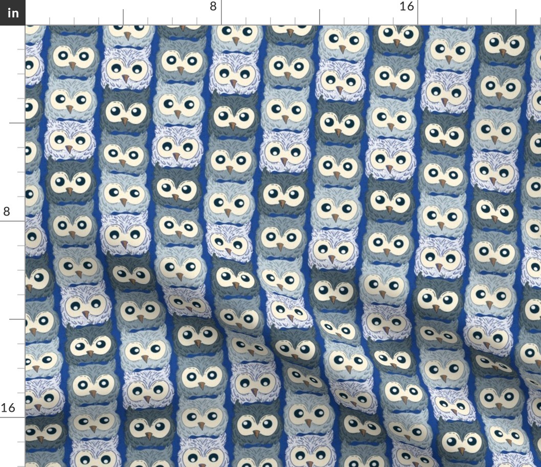 Owls Cobalt Blue Background