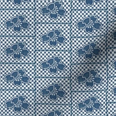 Plum Blossom Quilt - denim blue and white
