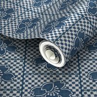 Plum Blossom Quilt - denim blue and white