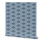 Plum Blossom Quilt - denim blue and white