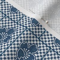 Plum Blossom Quilt - denim blue and white
