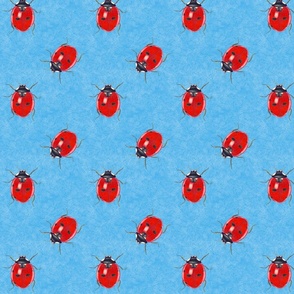 French Blue Red Ladybug Illustration Dots Medium Scale