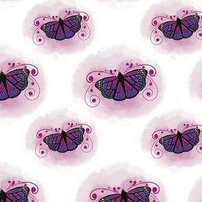 Purple Butterfly on a watercolor background