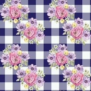 French Country Gingham Indigo 3 x 3