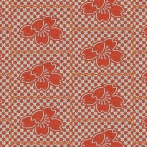 plum blossom quilt - coral red/gray