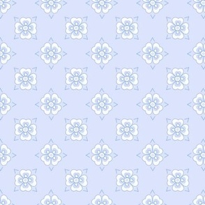 French country floral simple in Pastel Forget-me-not Blue and White on Light Brilliant Blue-01