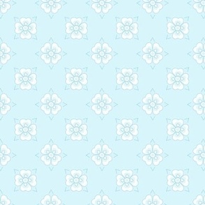 French country floral simple in White and Pastel Aqua Blue and white