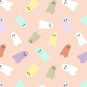6x6 Pastell cute Halloween ghosts on baby pink
