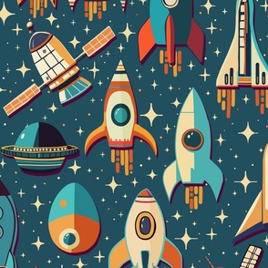 Retro Space Travel - Rockets and satellites L