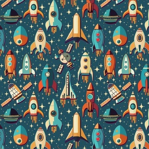 Retro Space Travel - Rockets and satellites M