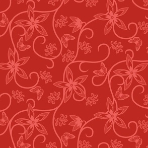 French country linens 2 coral on red