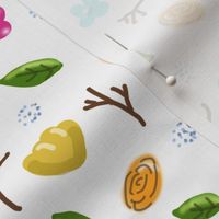 Hand drawn floral and twigs on  white background