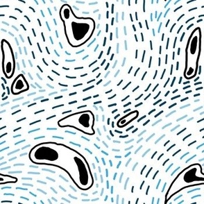 Minimalist line pattern free flow line art in black and blue