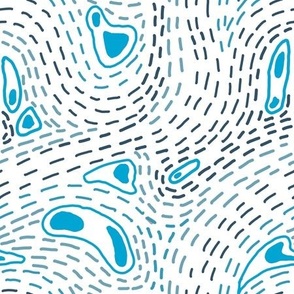 Minimalist line pattern free flow line art in blue