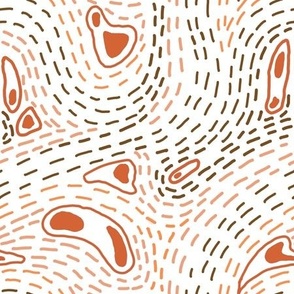 Minimalist line pattern free flow line art in orange and brown