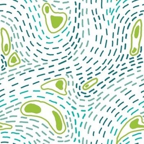 Minimalist line pattern free flow line art in blue and green