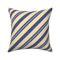 White on Texturised Prussian Blue + Buttery-cream Diagonal Stripes by Su_G_©SuSchaefer_2023