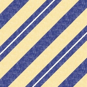 White on Texturised Prussian Blue + Buttery-cream Diagonal Stripes by Su_G_©SuSchaefer_2023
