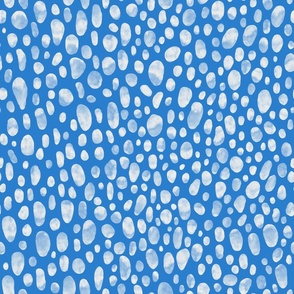 Mini // Cobalt blue hand drawn watercolor leopard spots for quilting